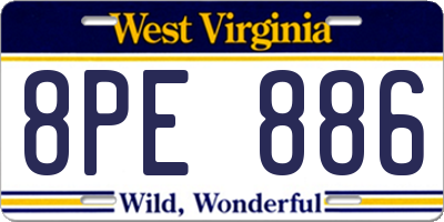WV license plate 8PE886