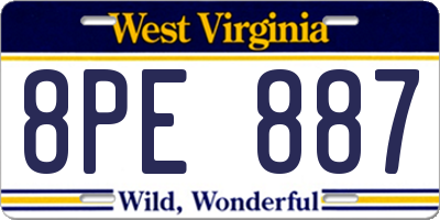 WV license plate 8PE887