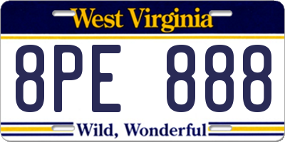 WV license plate 8PE888
