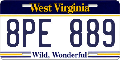 WV license plate 8PE889
