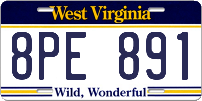 WV license plate 8PE891