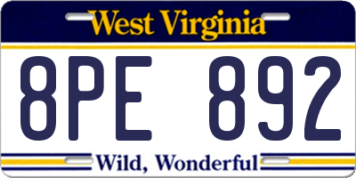 WV license plate 8PE892