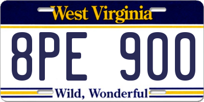 WV license plate 8PE900