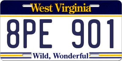 WV license plate 8PE901