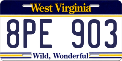 WV license plate 8PE903