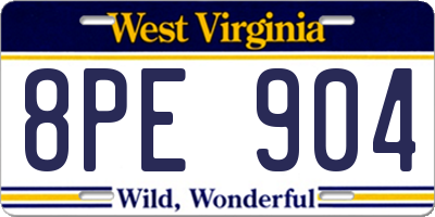 WV license plate 8PE904
