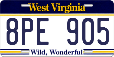 WV license plate 8PE905