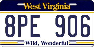 WV license plate 8PE906