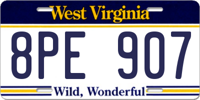 WV license plate 8PE907