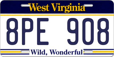WV license plate 8PE908