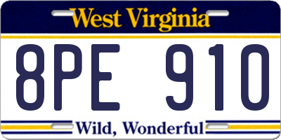 WV license plate 8PE910
