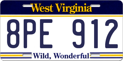 WV license plate 8PE912