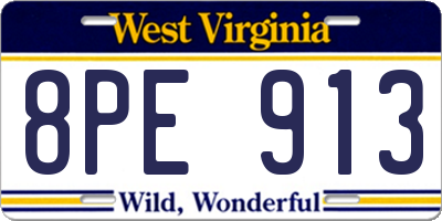 WV license plate 8PE913