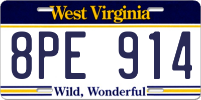 WV license plate 8PE914