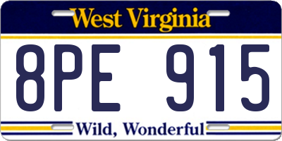 WV license plate 8PE915