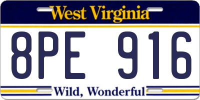 WV license plate 8PE916