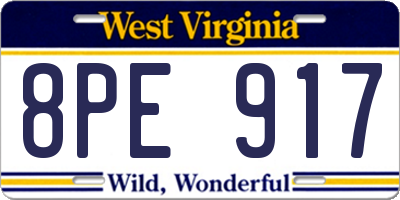 WV license plate 8PE917