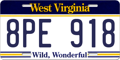 WV license plate 8PE918