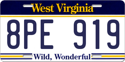 WV license plate 8PE919
