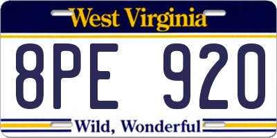 WV license plate 8PE920