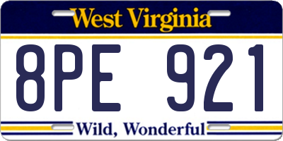 WV license plate 8PE921