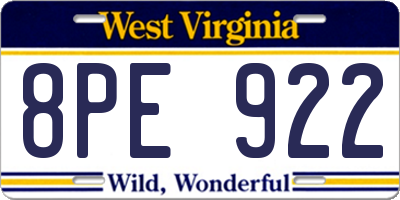 WV license plate 8PE922