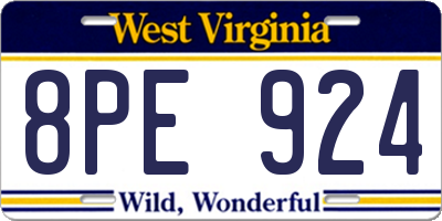 WV license plate 8PE924