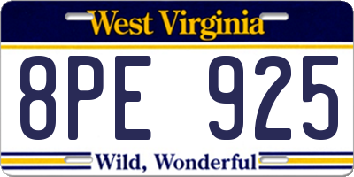WV license plate 8PE925