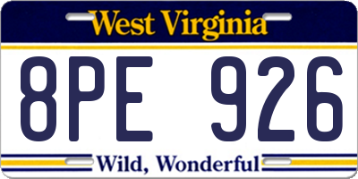 WV license plate 8PE926