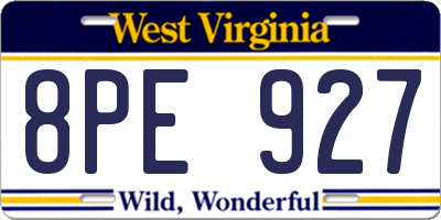 WV license plate 8PE927