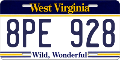 WV license plate 8PE928