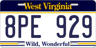 WV license plate 8PE929