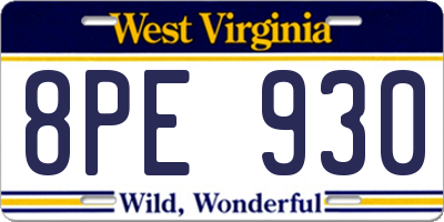 WV license plate 8PE930