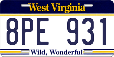 WV license plate 8PE931