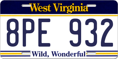 WV license plate 8PE932
