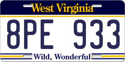 WV license plate 8PE933