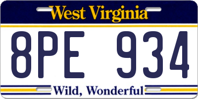 WV license plate 8PE934