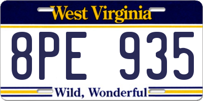 WV license plate 8PE935
