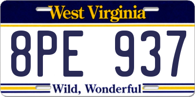 WV license plate 8PE937