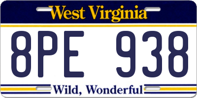 WV license plate 8PE938