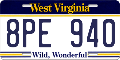WV license plate 8PE940