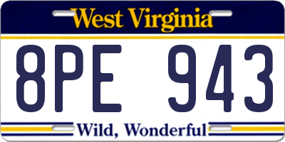 WV license plate 8PE943