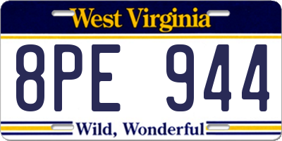 WV license plate 8PE944
