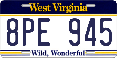 WV license plate 8PE945