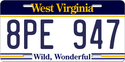 WV license plate 8PE947