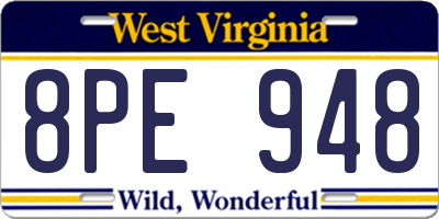 WV license plate 8PE948