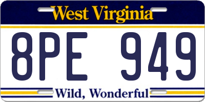 WV license plate 8PE949