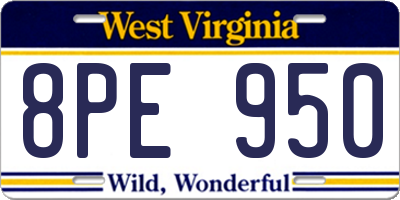 WV license plate 8PE950