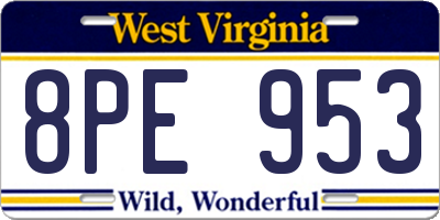 WV license plate 8PE953