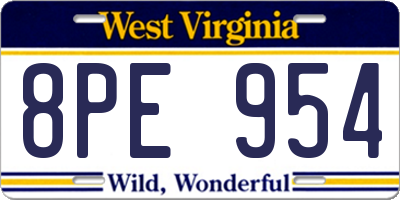 WV license plate 8PE954